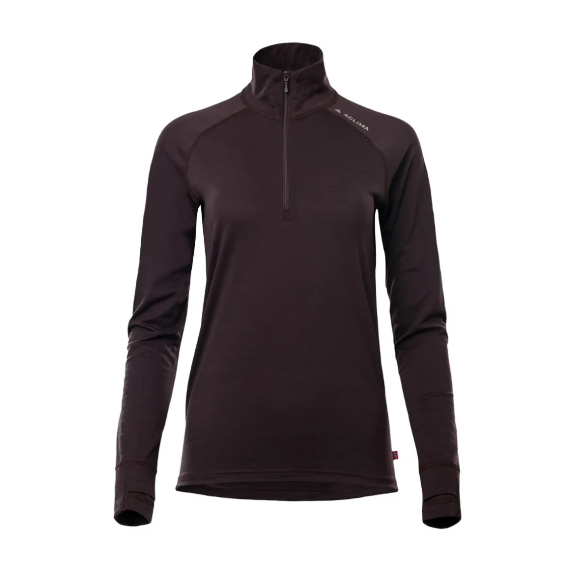 ACLIMA LightWool 180 Polo w/zip, dame (Chocolate Plum) Sale