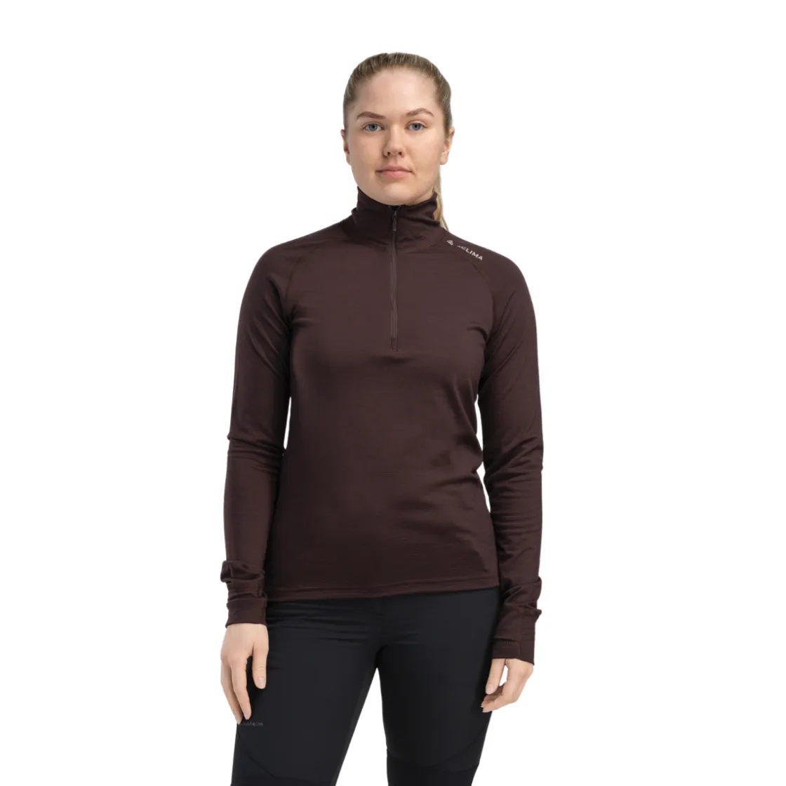 ACLIMA LightWool 180 Polo w/zip, dame (Chocolate Plum) Sale