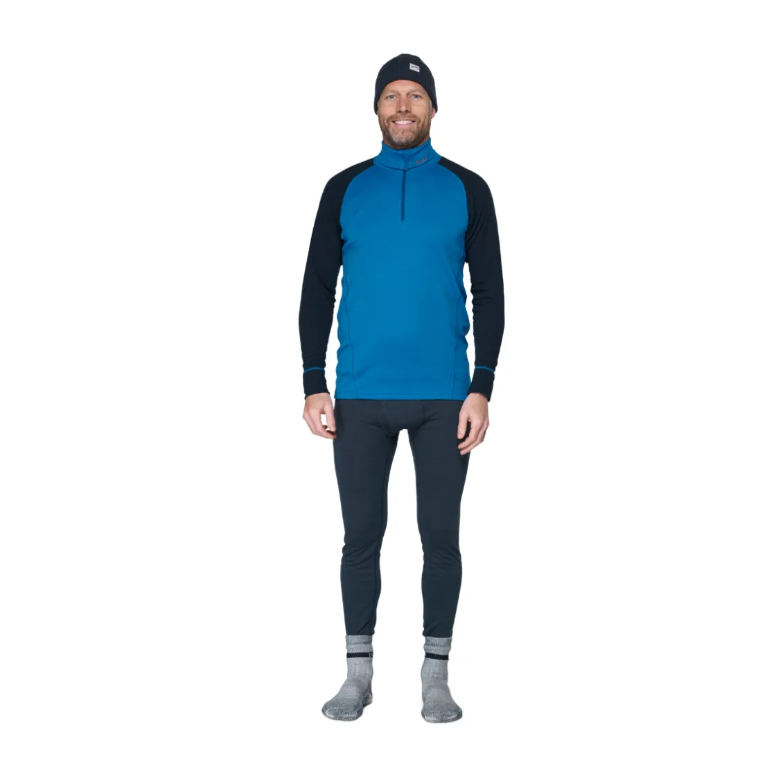 DEVOLD Duo Active Merino 205 Zip Neck, herre (Blue Ink) Outlet