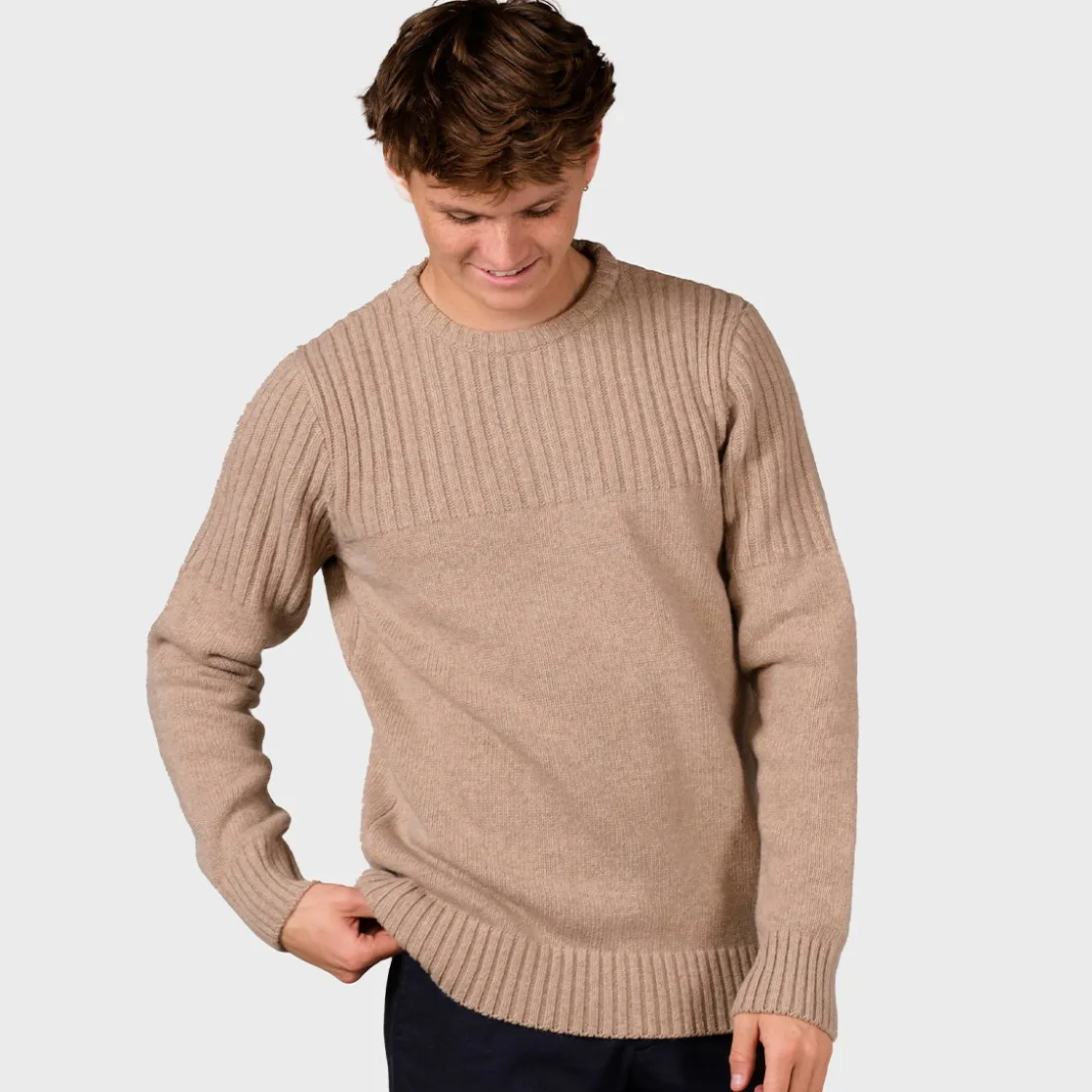 KLITMØLLER COLLECTIV Klitmøller Collective Søren Knit sweater, herre (Sand) New