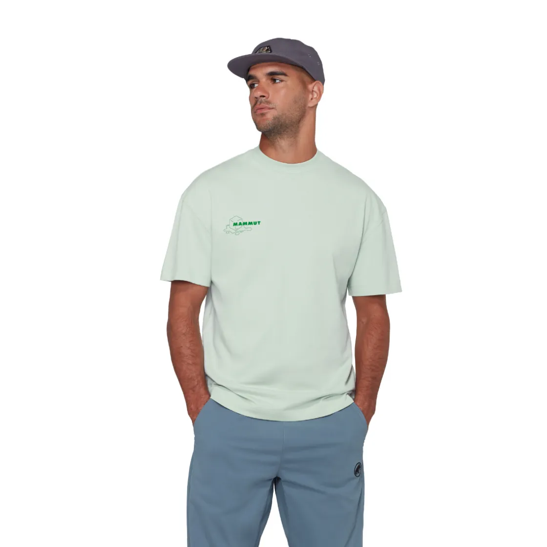 MAMMUT Base Relaxed T-Shirt Glacier, herre (Silver Sage) Clearance