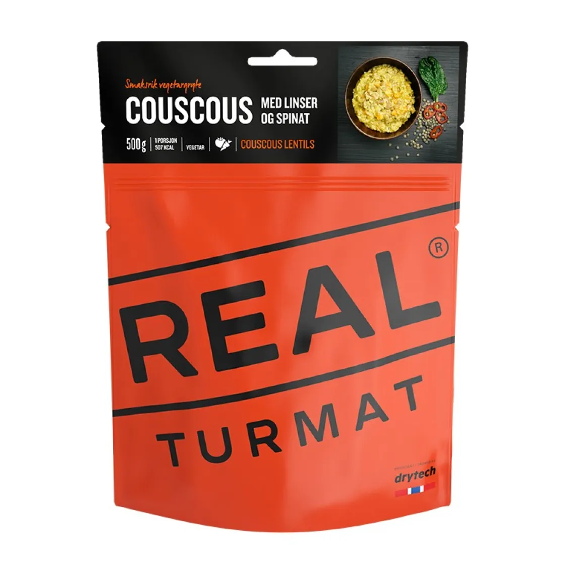 REAL TURMAT Couscous med linser og spinat (vegetar)