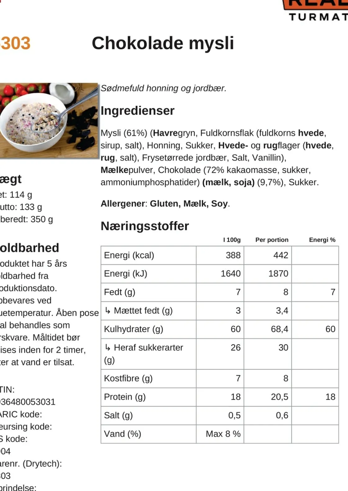 REAL TURMAT Morgenmad m. Choko Sale