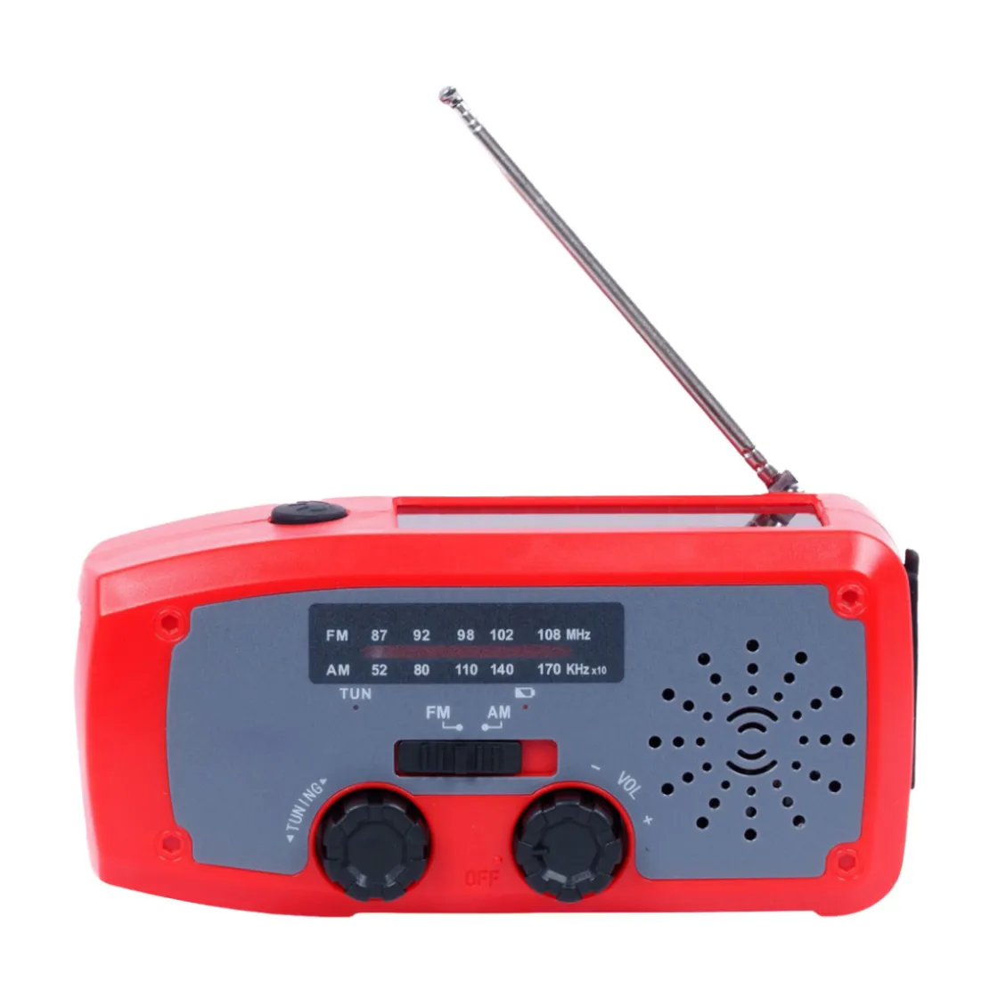 DIVERSE XCEED Solar Emergency Multi Radio 2000 mAh - nødradio med håndsving (Red) Hot